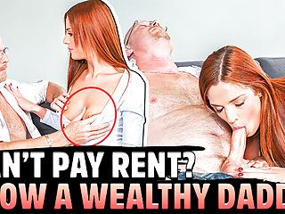 Papa leckt die Pussy der rothaarigen Stieftochter