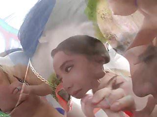 4 Schlampen schlucken meinen Schwanz bis zum Anschlag